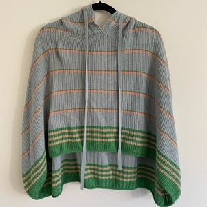 Free People knitted poncho with hood.